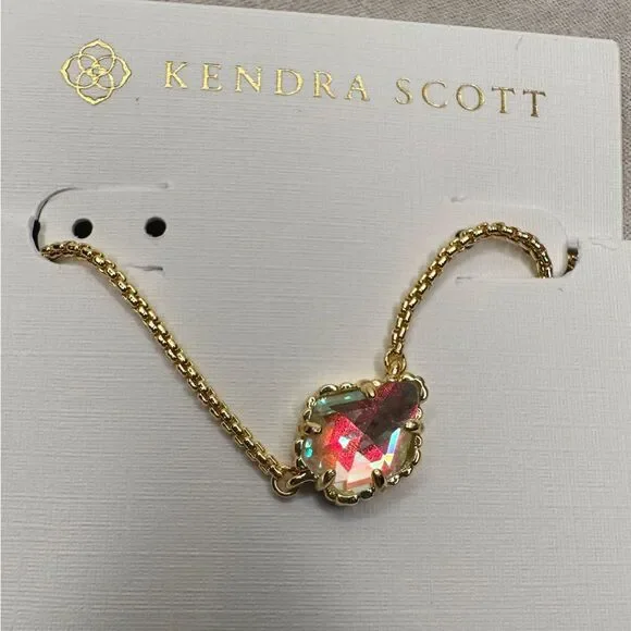 Kendra Scott Gold-Tone Iridescent Pendant Necklace 16-18” Adjustable NWT